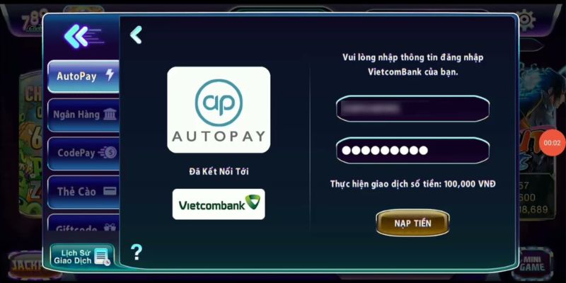 Cách nạp tiền vào tài khoản 789CLUB đơn giản.